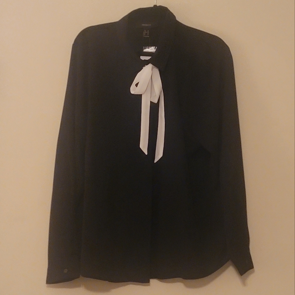 3X Black Bow Neck Top